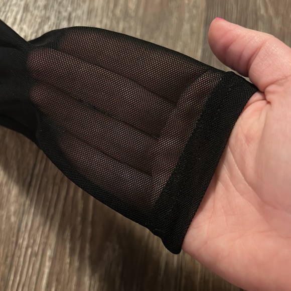 NWT PINKMSTYLE Women's Black Square Neck Mesh Long Sleeve Bodysuit - Picture 5 of 6